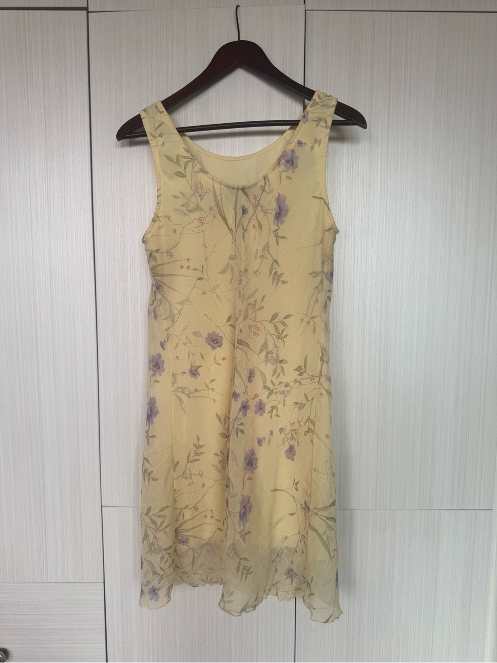 Vintage 90s Sleeveless Yellow Floral Midi Dress